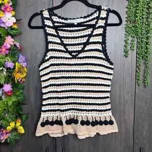 b Generation K Sleeveless Crotchet Ruffle Embellished Sweater Tank Size S